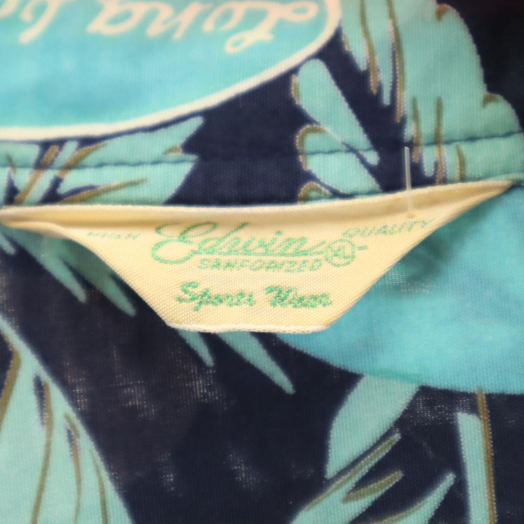 EDWIN Surfboard Pattern Short Sleeve Aloha Shirt XL Navy Open Collar Men's Used