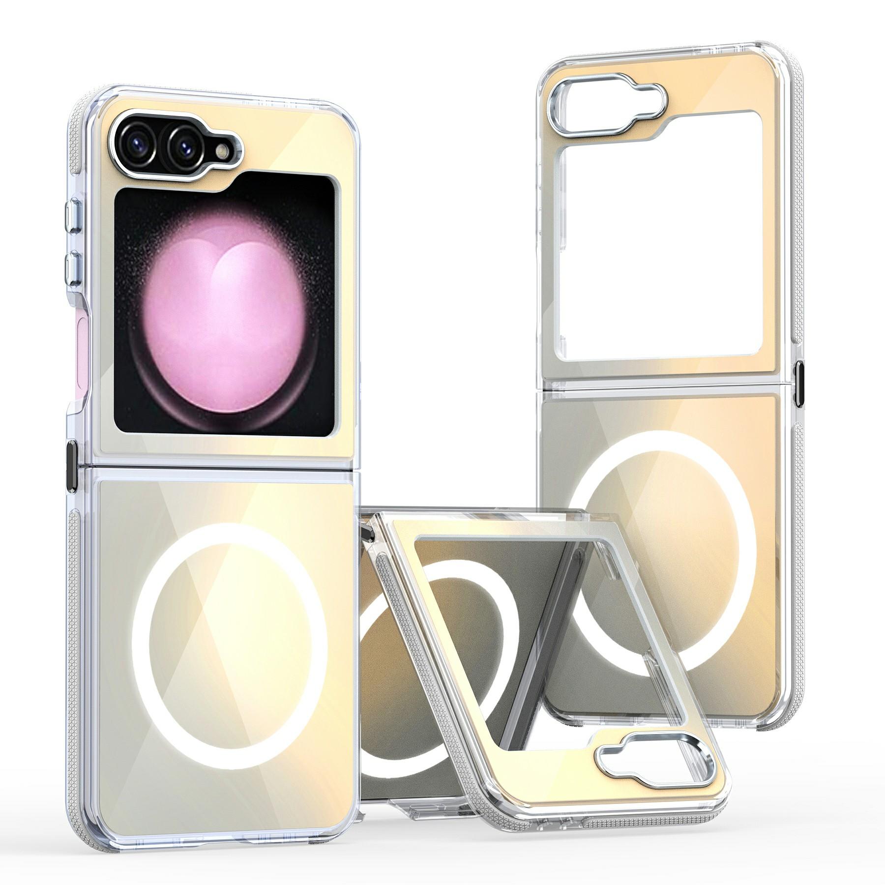 

For Samsung Galaxy Z Flip6 5G Case Compatible with MagSafe Color Changing TPU Acrylic Phone Back Cover White