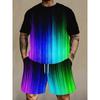 Summer Men's Fun Colorful Creativity 3D Printing Casual Sports Round Neck Short Sleeved Set Fashionable Comfortable Breathable Large Size Sports Wear