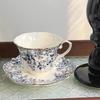 1set Nordic Style Blue and White Porcelain Cup and Saucer Set, Ins Style Creative American Latte Coffee Cup and Saucer Set