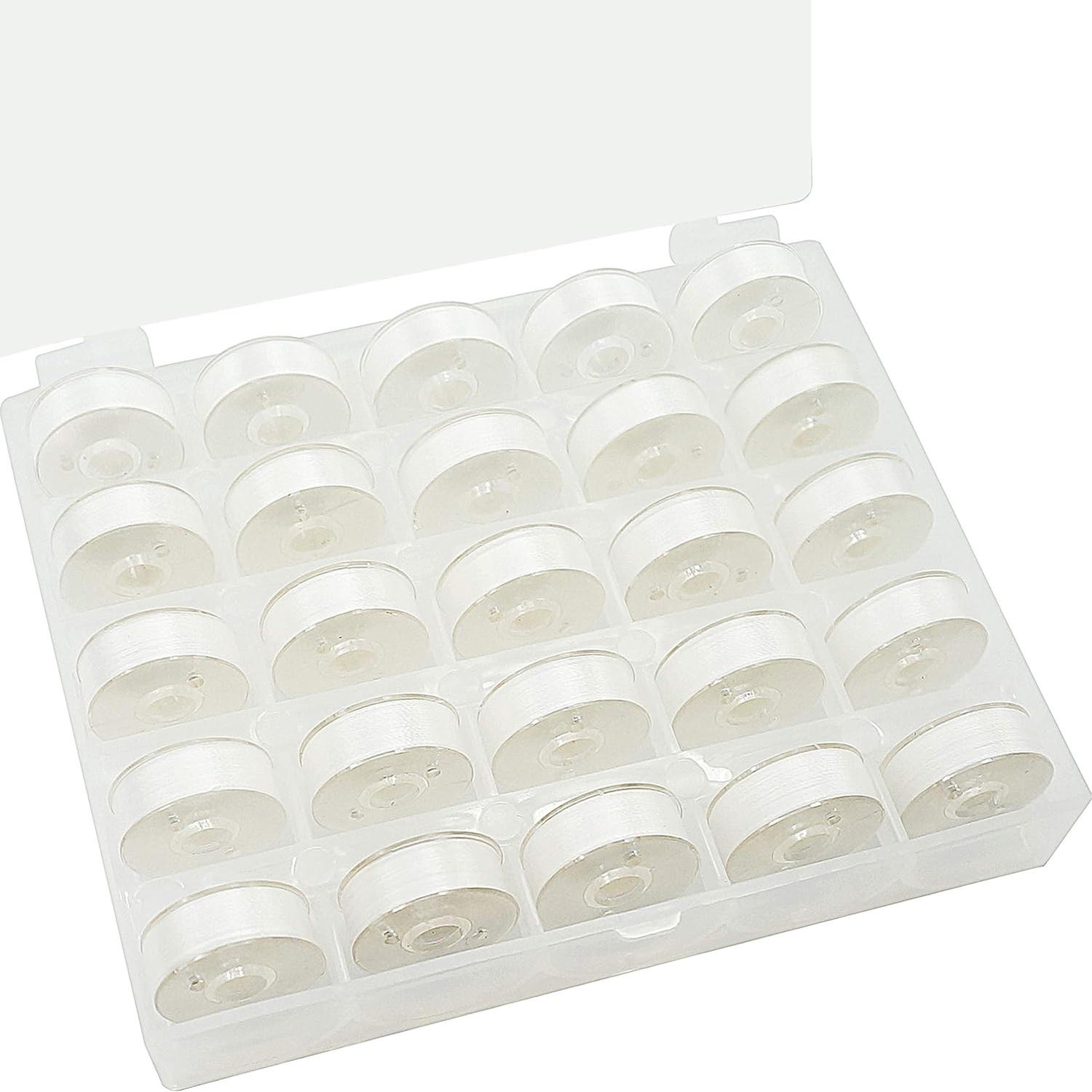 

25 шт. Шпульна нитка Поліестерова нитка Котушки Шпульки для швейної машини з коробкою для зберігання для вишивання Котушка швейної нитки Аксесуари білий