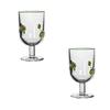 Handcrafted Lemon Print Drinking Glasses 360ml Capacity Shatters Proof Glasswares For Cocktails Parties Table Display