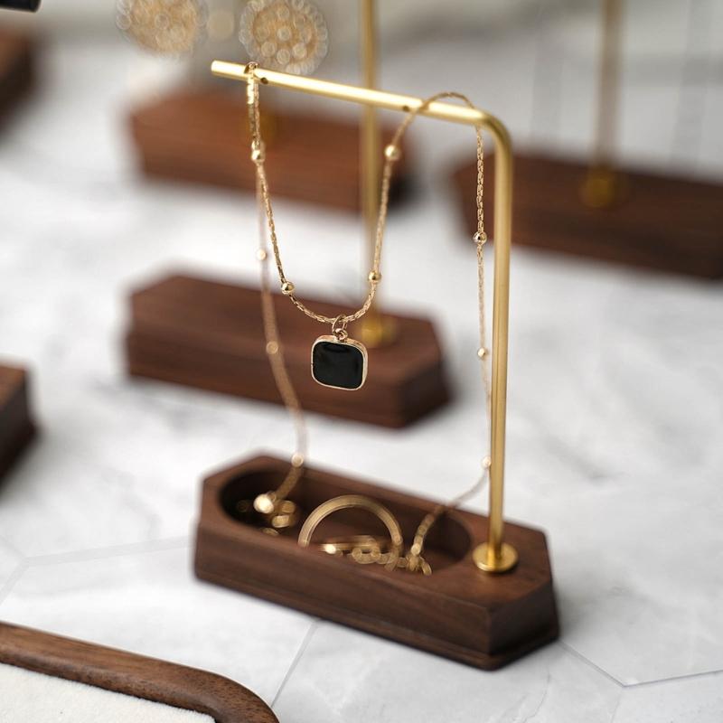 Jewelry Display T-Shape Bar Earrings Show Stand Shelf Wood Rings Holder Rack Jewelry Organizer for Home Decoration