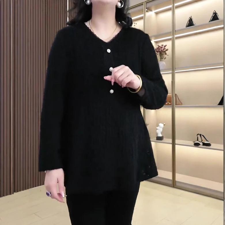 Spring Velvet Light Luxury Versatile T-shirt Sweater: Plus Size Elastic Top for Middle-aged Women