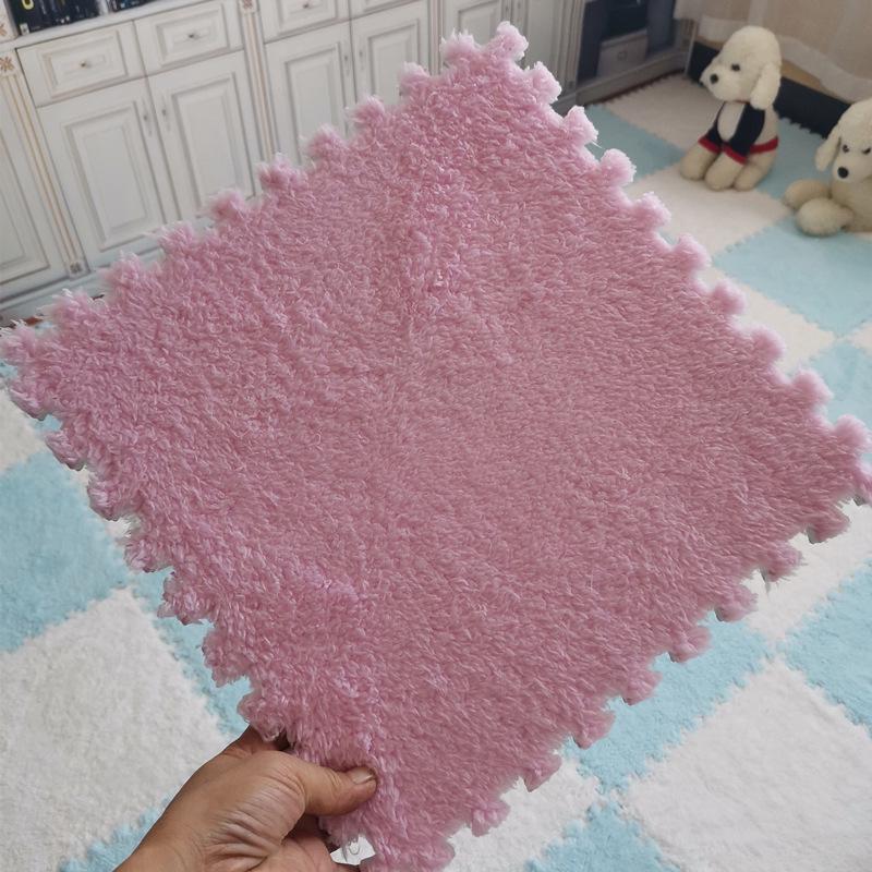 Washable Plush Patchwork Carpet: Cuttable Foam Floor Mat for Bedroom, Bedside, or Bay Window