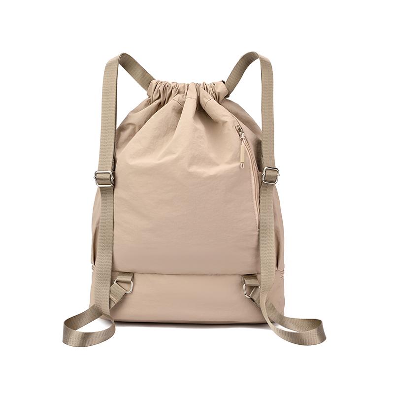 Drawstring Backpack with Dual Zipper Compartment Lightweight Casual Bag Unisex Gym Travel School Backpack