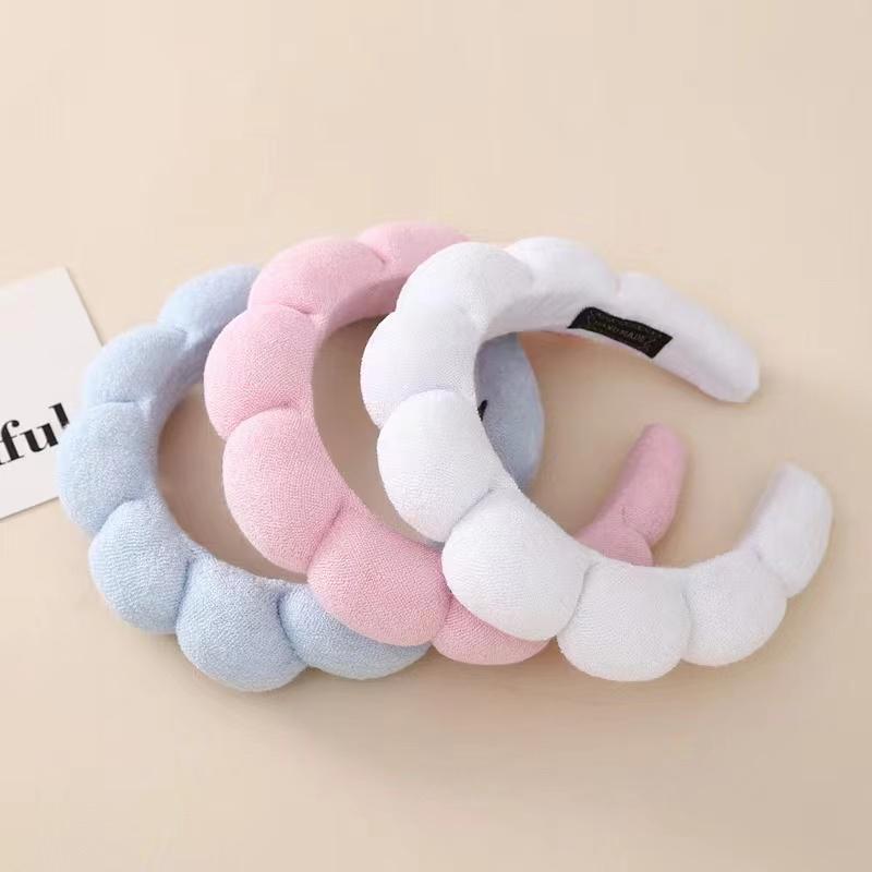 Moda Esponja Headband para Mulheres Meninas Puffy Hair Band Maquiagem Bolha Retro Terry Pano Headbands Acessórios para Cabelo Headwear