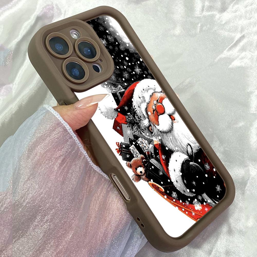 

JT245 Festive Christmas Santa for iPhone 17 16 15 14 13 Pro Max Samsung S26 S25 Ultra A17 A16 A07 A56 A36 A15 Xiaomi 15T Redmi 15c Note 14 Soft Case Redmi 15C 4G/5G(171.6) коричневий