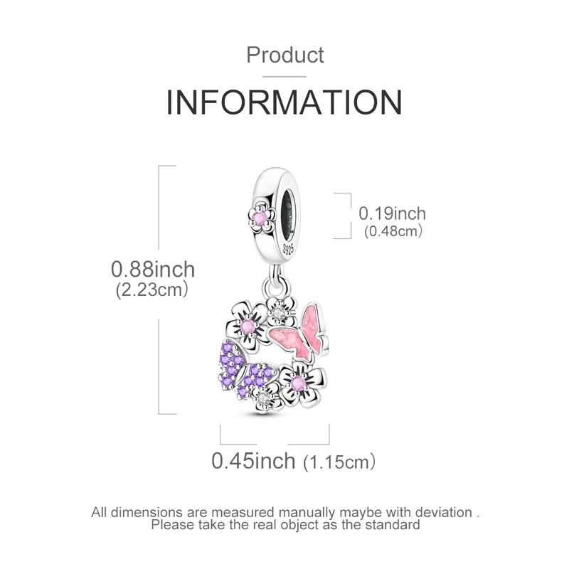 100% Real Copper Charms Bead Luminous Butterfly Dangle Fit Original Bracelet Diy For Woman Jewelry Party