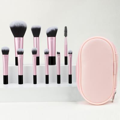 Portable Travel 10 Makeup Brush Set Mini Novice Student Beauty Tool Soft Hair Loose Powder Eyeshadow Brush