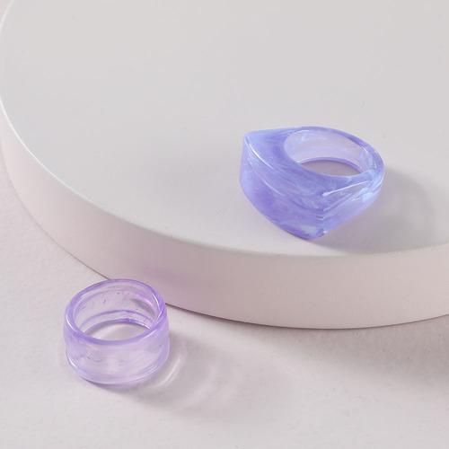 Candy Colored Resin Ring Transparent Geometric Ring Y2K Yabi Size Decorative Ring with Accessories