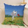 i-Inoue toro CUTE Cat Cushion Cover Soft Plush Fabric Double-Sided Printed Cushion Covers for All Seasons Home Decor