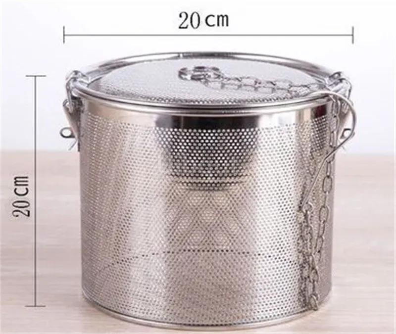 Round Hole 304 Stainless Steel Seasoning Bag Gravy Soup Taste Spice Box Basket Brine Hot Pot Slag Separation Colander Strainers