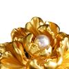 Faux Pearl Golden Peony Brooch Alloy Floral Lapel Pin Sweater Cardigan Coat Business Suit Clothing Accessories for Women Wife Girlfriend