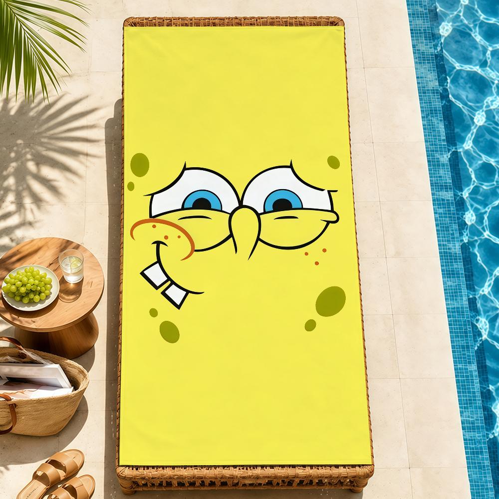 Beach Towels cute b-b-BobS-s Soft fun Quick Dry Pool cartoon s-S-S-SpongeS-eS bathing Towel Travel Gym Spa Camp sport face Gift
