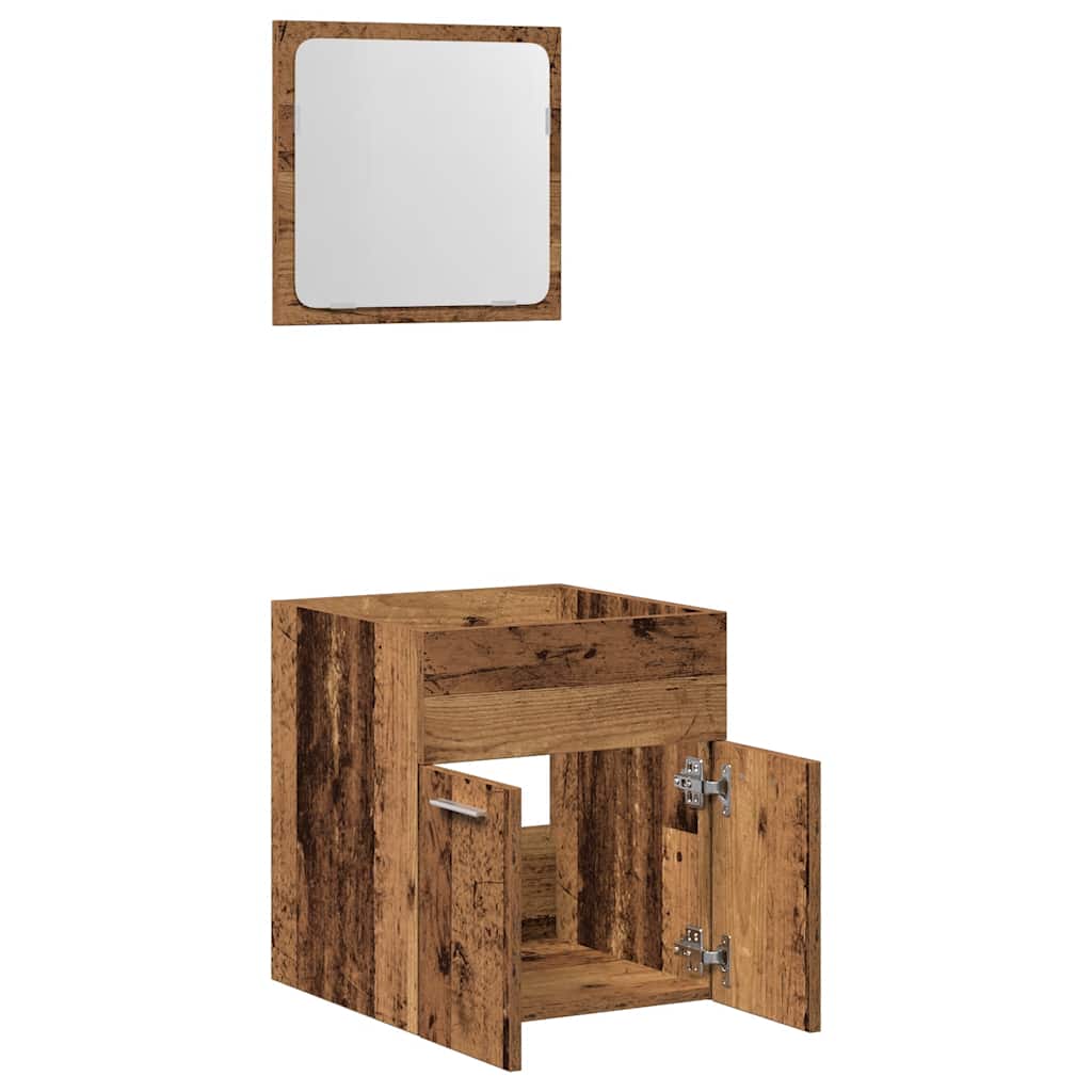 2 Piece Bathroom Furniture Set Rustic Wood Look Engineered Wood