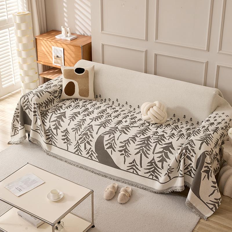 Chenille All Season Sofa Cover Cartoon Plant Modern Simple Sofa Throw Blanket