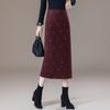 Elegant Woolen High Waist A-line Skirt with Bow Embroidery for Women - Winter 2025 Collection