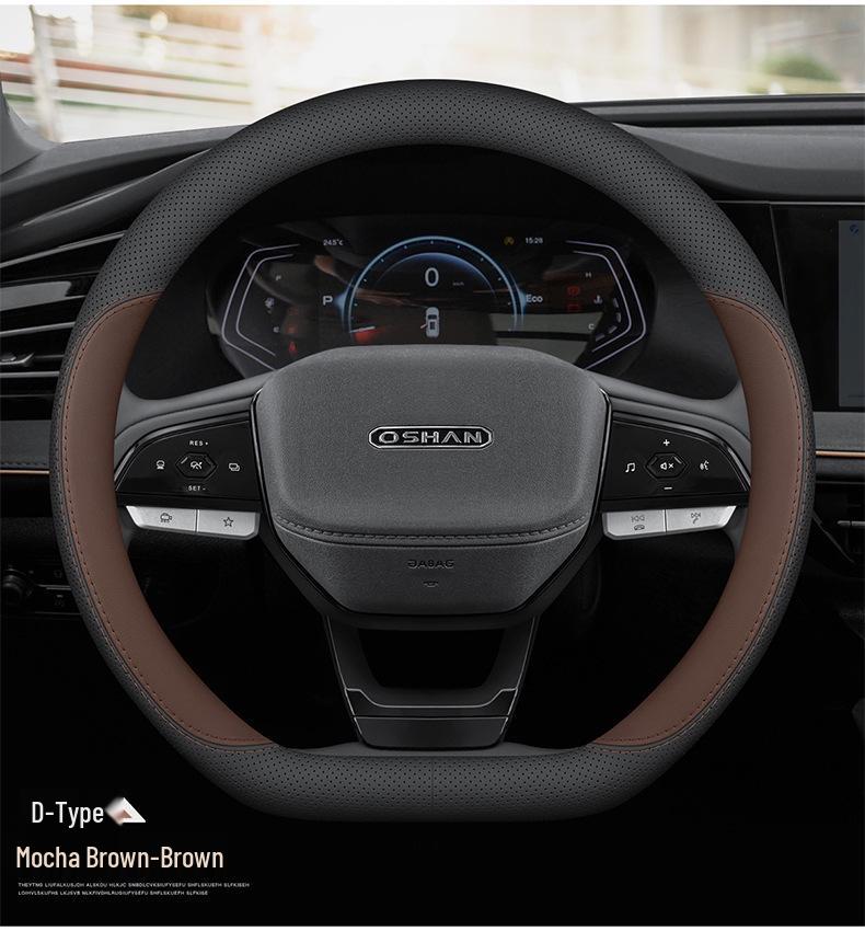Ultra-Thin Genuine Leather Steering Wheel Cover for Oushang 520, Z6, Benben, Ou Liwei, CX70, A800.