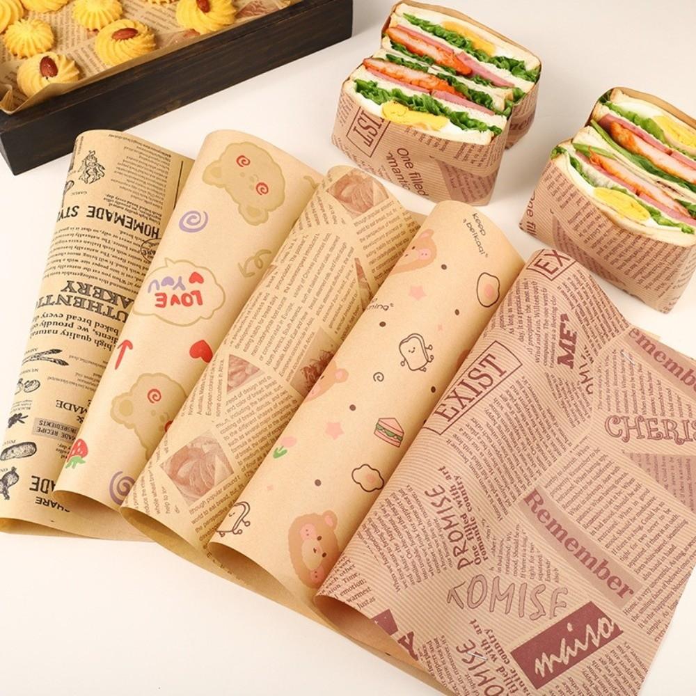 50pcs Non-Stick Baking Paper Oil-Proof Fryer Paper Disposable Sandwich Wrapping Paper  Pizza