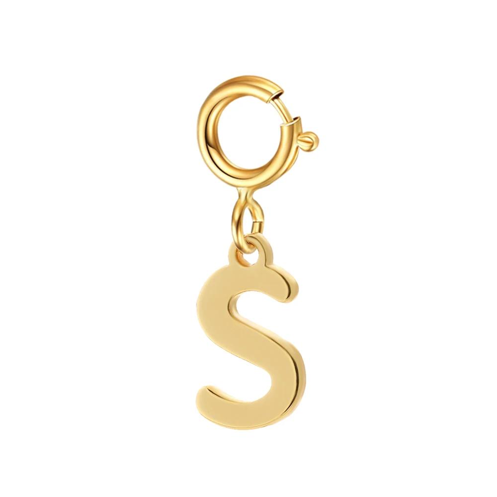 spring buckle Letter Charms Pendant initial charms pendant for Women Necklace earring Zircon keychain DIY accessories Wholesale