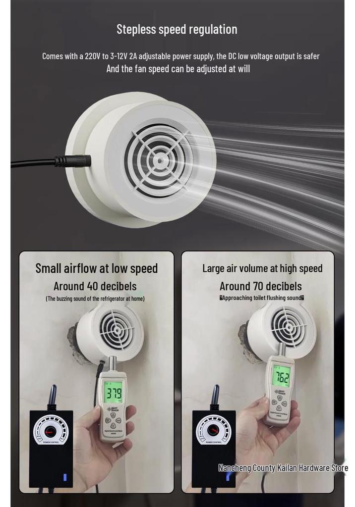Ventilator de evacuare mini casnic pentru găuri de aer condiționat (75/63/50) - Ideal pentru Dormitoare Mici