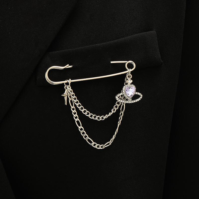 Classic Vintage Tassel Chain Brooch Lapel Pin, Shirt Collar Decor Badge, Fashion Neckwear for Wedding Banquet Party Dance