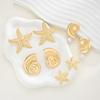 4Pcs Vintage Summer Starfish Conch Earring Set Gold Color Imulated Pearl Stud Drop Earrings for Women Beach Daily Jewelry Gifts