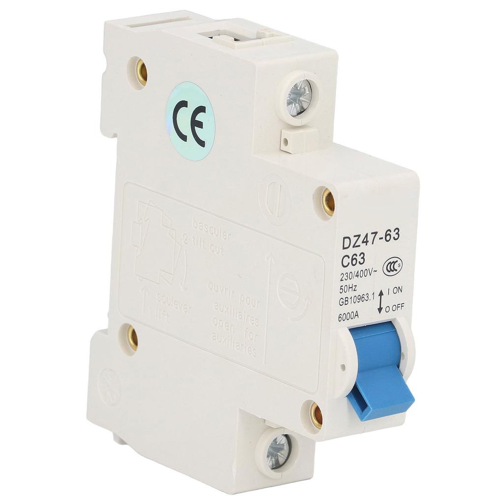 Miniautomat 1P Jordfeilbryter DIN-skinemontering 230V 400V 63A DZ47?63 C63