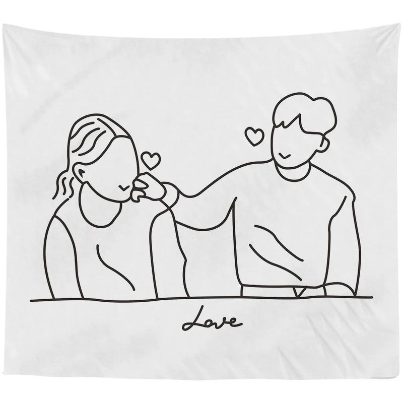 Абстрактная пара Простые линии Фон Ткань Подвесной прокат Общежитие Прикроватное — фото 13