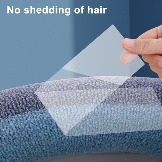 Toiletsæde med Broderihåndtag Blødt Varmt Strikket Stof Genanvendeligt Vaskbart O-formet Pasform Skridsikkert Elastikbånd Toiletsædebetræk