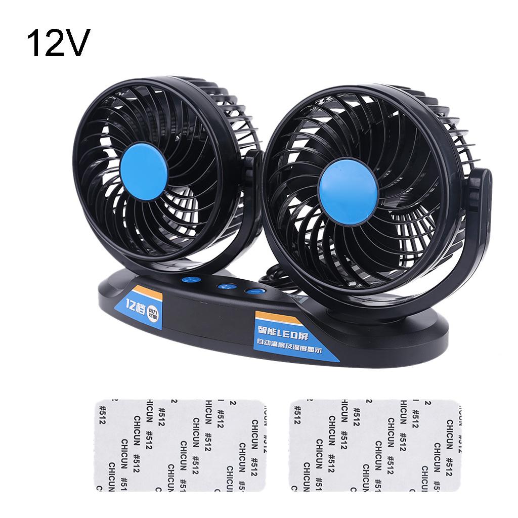 Portable Truck Double Head Fan Vehicle Auto Cooling Cooler Adjustable Low Noise