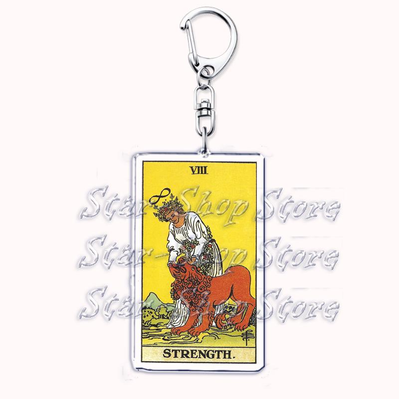 Popular Culture Halloween Tarot Card Keychains for Accessories Moon Luna Death Keyring Jewelry Fans Lovers Friends Reader Gifts