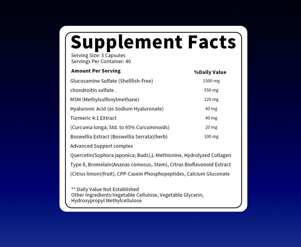 RE LIERRE Kompleks Glukozamina Chondroityna MSM - Wsparcie stawów| Kolagen bez skorupiaków + Zdrowie chrząstki i kości