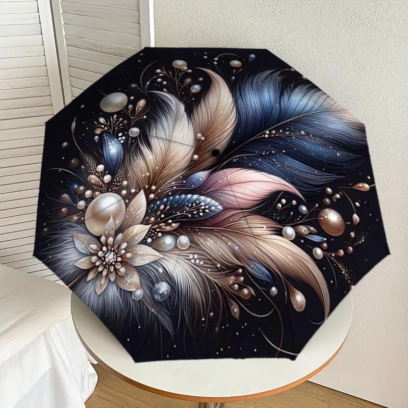 

1pc Feathered Pearls: A Whimsical Fusion of Nature s Beauty Umbrella with Plastic Handle,Suitable for All Seasons Home Travel Outdoor UmbrellaDD391