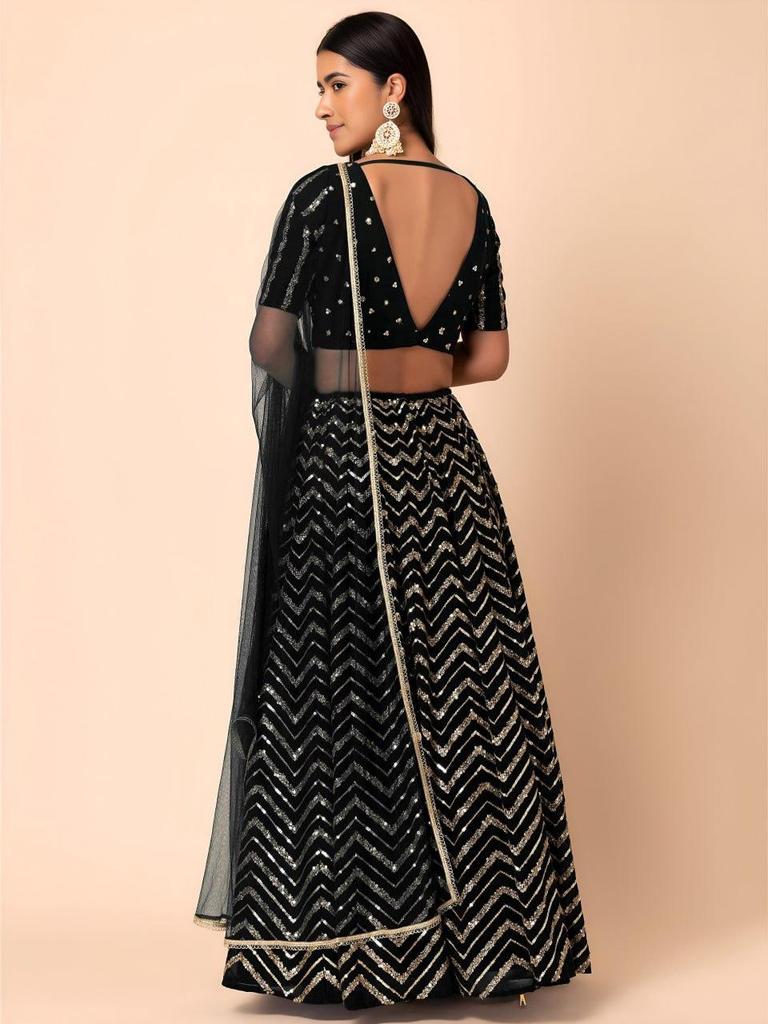 Designer Indian Lehenga Choli Set, Embroidered Georgette Wedding Lehenga with Matching Dupatta for Women