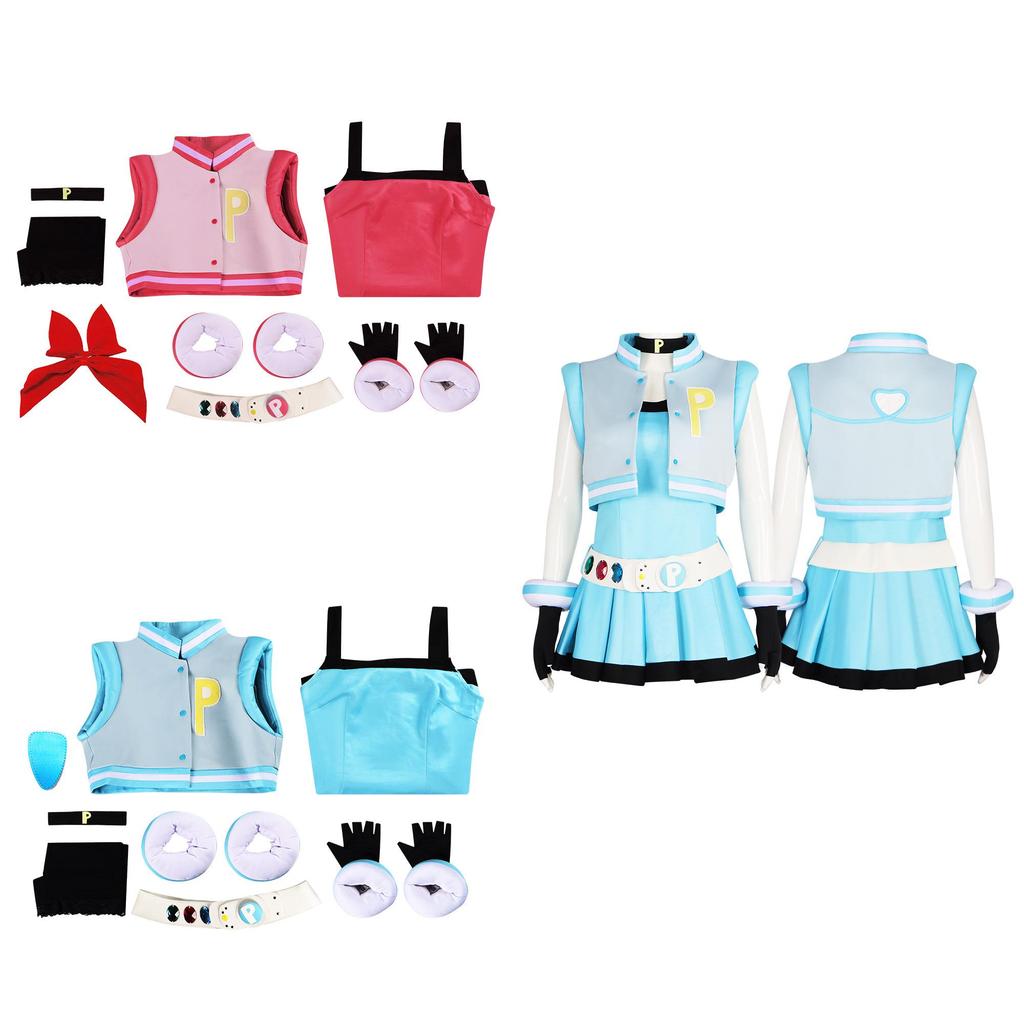 Farbenfrohes Polyester Powerpuff Girls Cosplay Kostüm Perfekt für Halloween oder Bühnenauftritte