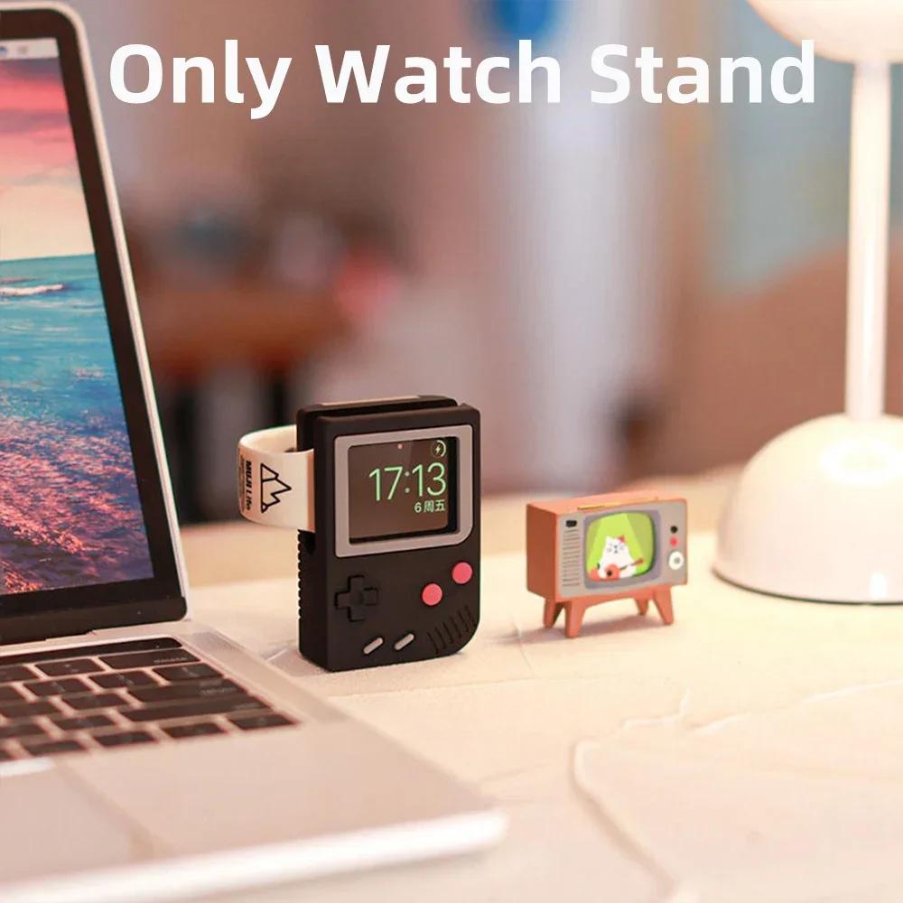 Schreibtischhalter für Apple Watch Lade-Ständer Retro-Computer-Muster Ladebasis für iWatch 8 7 6 5 4 3 2 SE Silikon-Dock