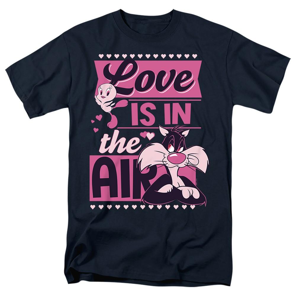 Looney Tunes Valentine s Day Tweety Sylvester Adult Unisex T-Shirt Blue 3XL