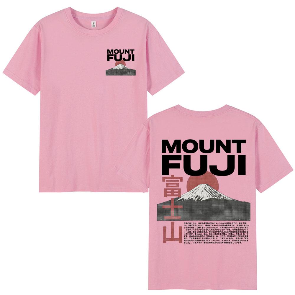 Japanese Style Mount Fuji Cherry Blossoms Print T Shirts Unisex Women Clothing Short Sleeve 100 Cotton Casual Short Sleeve TShirt