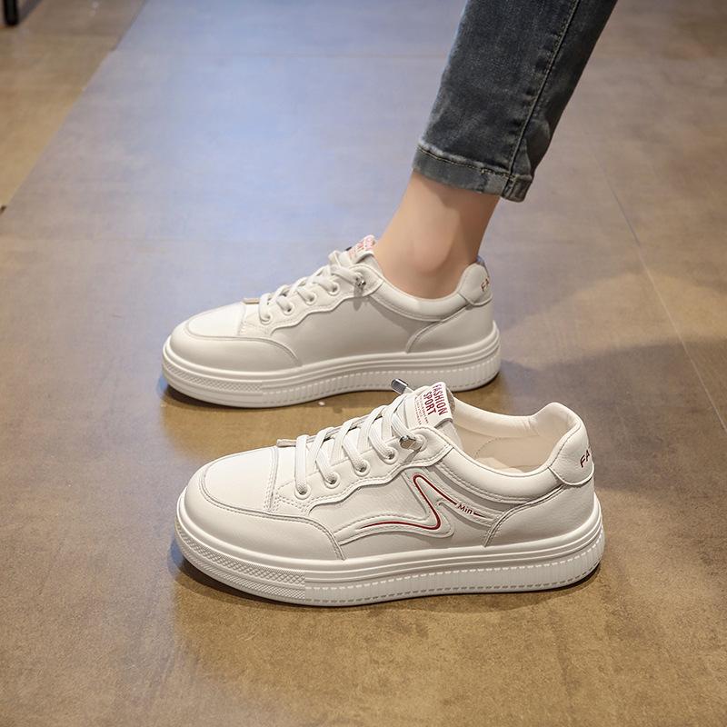Dexun Little White Shoes Women's Spring 2025 New Popular Versatile Student Flat-soled Sports Shoes Soft-soled Casual Board Shoes