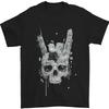 Rock N Roll Music Salute Skull Biker Gothic Mens T-shirt Cotton