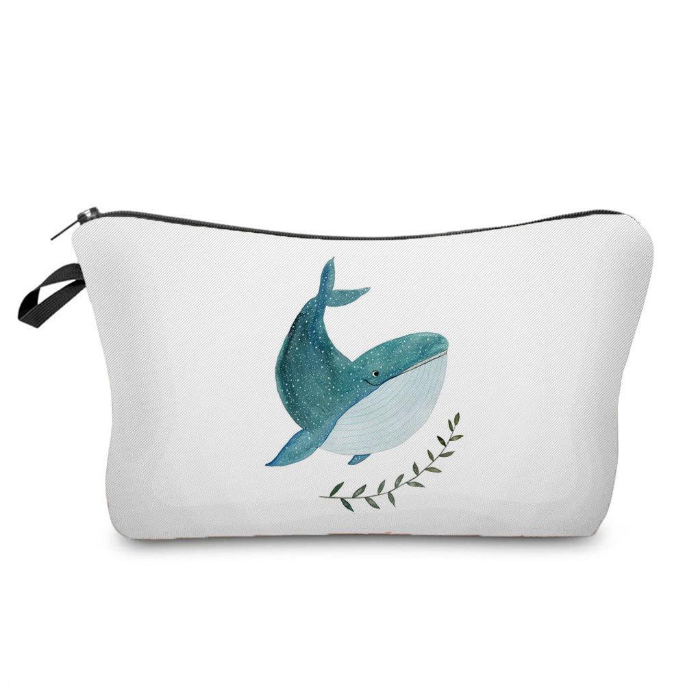 Women Whale Print Cosmetic Bag Toiletries Organize Travel Storage Case 6688