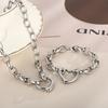 Stainless Steel Heart Bracelet Polished Metal Bracelet Bangle Heart  Necklace  Anniversary Gift