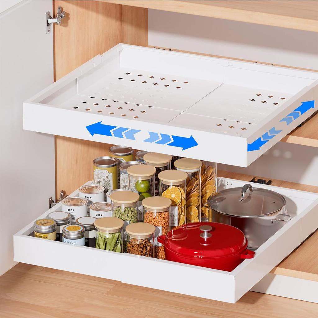 Retractable Pull Out Cabinet Pull Out Dish Kitchen Pot and Bowl Storage Racks