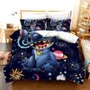 Home Textiles Three-Piece Blue Cute Digital Printing Quilt Pillowcase Bedding
