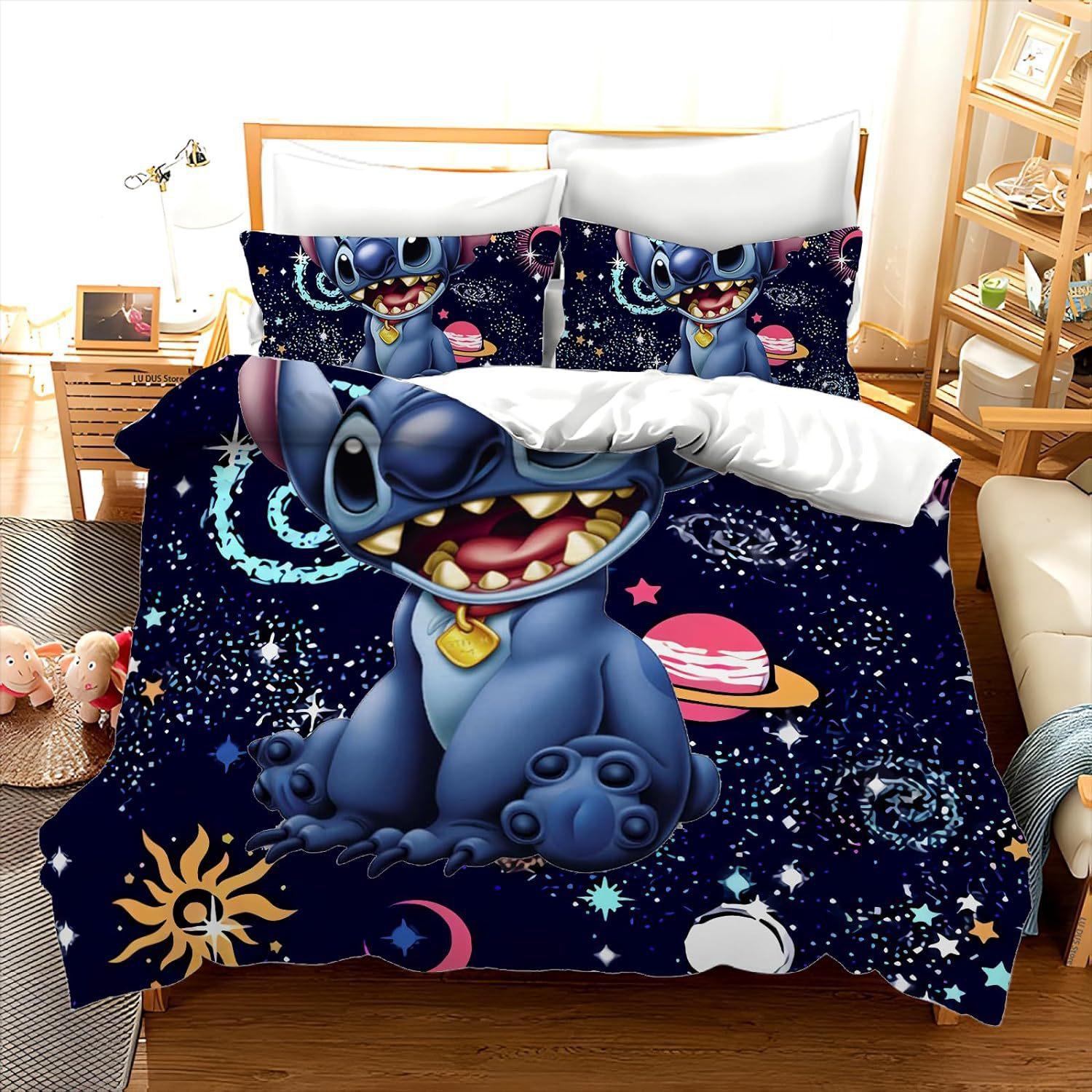 

Home Textiles Three-Piece Blue Cute Digital Printing Quilt Pillowcase Bedding 90 * 200