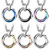 Unisex Titanium Steel Three-Ring Interlocking Hip Hop Necklace - Trendy & Versatile Pendant