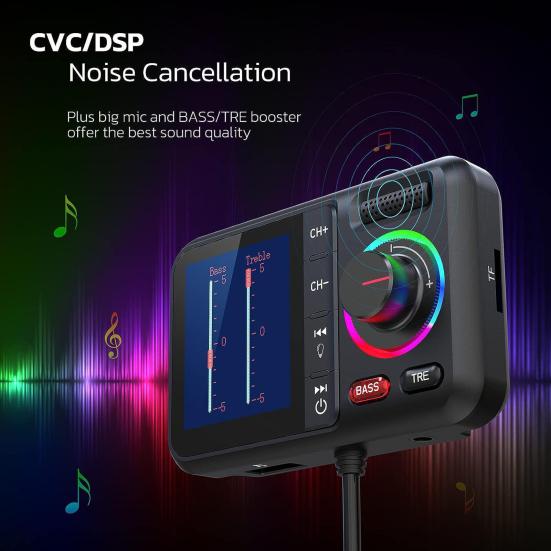 Geniş Ekranlı Bluetooth Uyumlu Araç Adaptörü Eller Serbest Görüşmeler Çok Fonksiyonlu Ses Çıkışı USB Flash Bellek Müzik Çalar