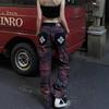 Women's Plus Size Retro Plaid Scalloped Denim Wide Leg Pants